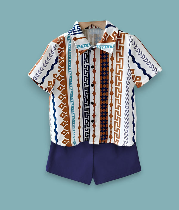 Boys Party/Festive Printed Shirt Shorts