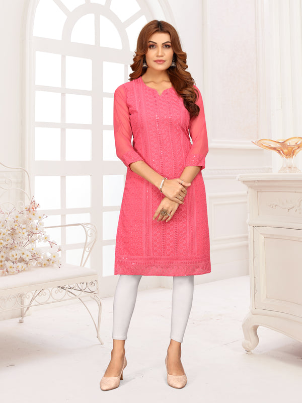 Bollywood-Inspired Chikankari KurtI | Women Georgette Chikankari Kurti | Women A-Line Kurti