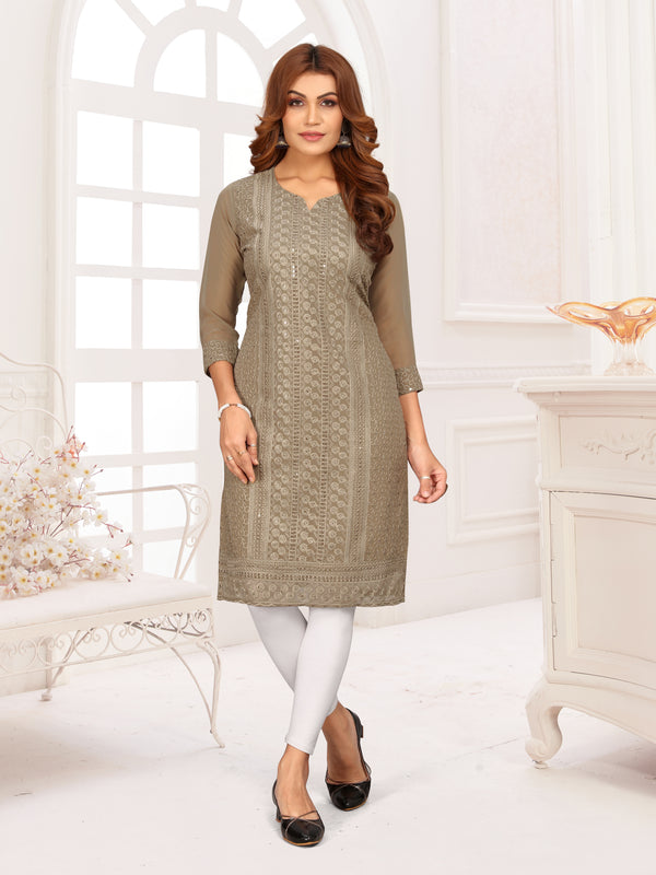 Bollywood-Inspired Chikankari KurtI | Women Georgette Chikankari Kurti | Women A-Line Kurti