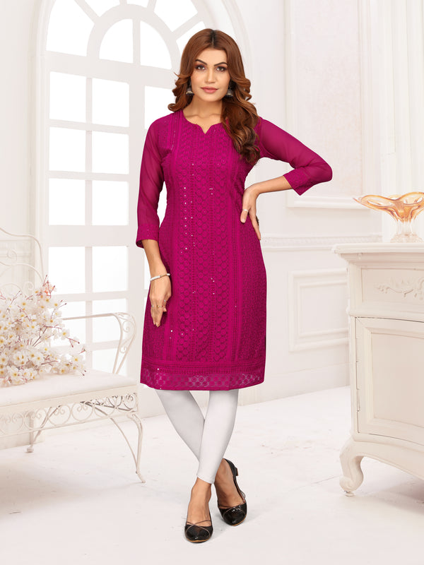 Bollywood-Inspired Chikankari KurtI | Women Georgette Chikankari Kurti | Women A-Line Kurti