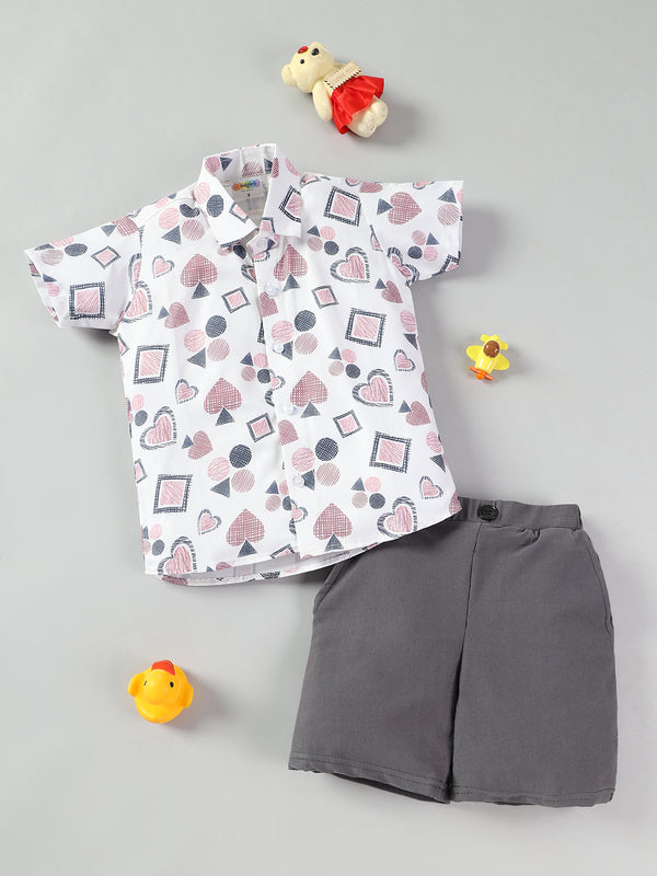 Boys Party/Festive Printed Shirt Shorts