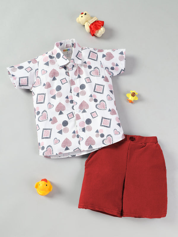 Boys Party/Festive Printed Shirt Shorts