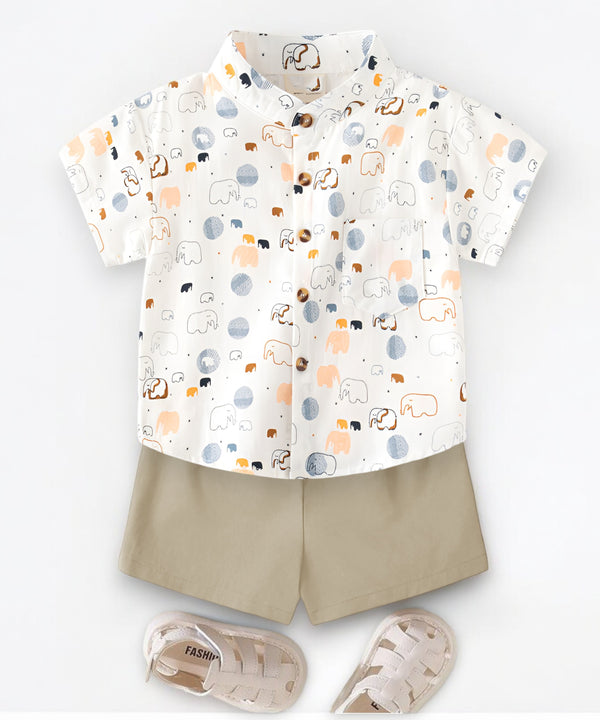 Boys Party/Festive Printed Shirt Shorts