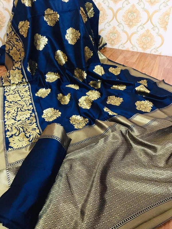 Exquisite Mandakini Banarasi Saree | Women Printed Silk Saree | Jecquard weaving Border with Unstiched Blouse