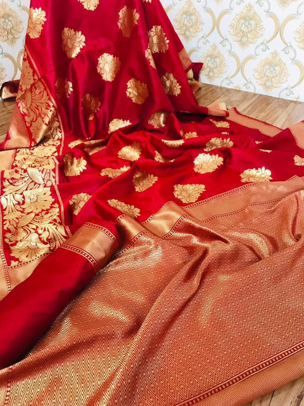 Exquisite Mandakini Banarasi Saree | Women Printed Silk Saree | Jecquard weaving Border with Unstiched Blouse